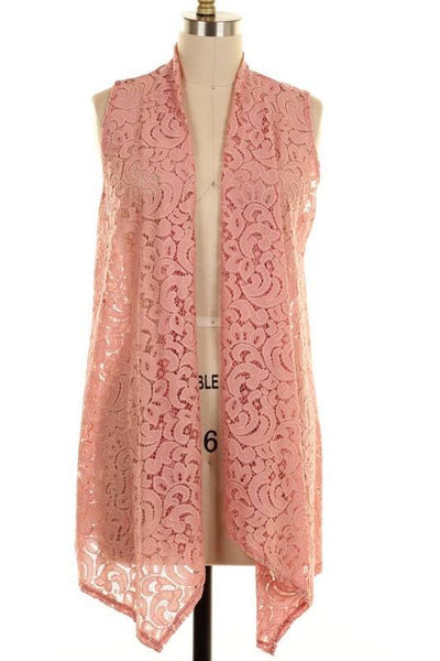 Pink Lace Vest Cardi