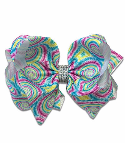 Double Layer Multi Color Swirl Rhinestone Bow