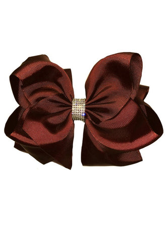 Double Layer Cappuccino Rhinestone Bow