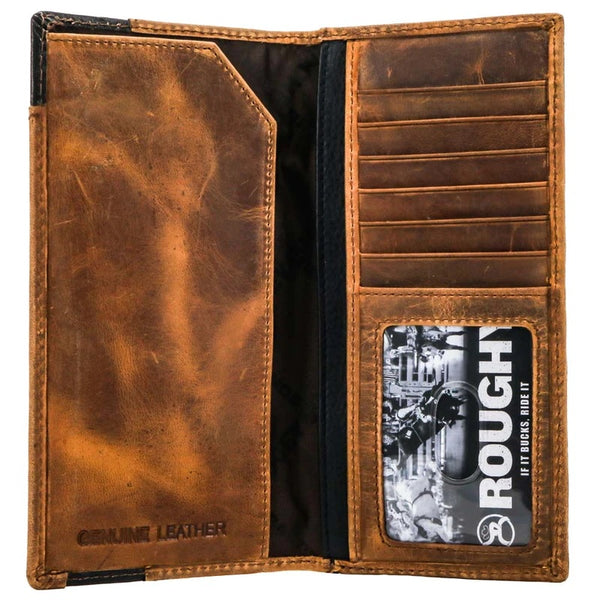 "SHILOH" RODEO ROUGHY WALLET BROWN/BLACK W/DIAMOND PATCHWORK