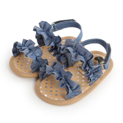 Denim Ruffle Sandals